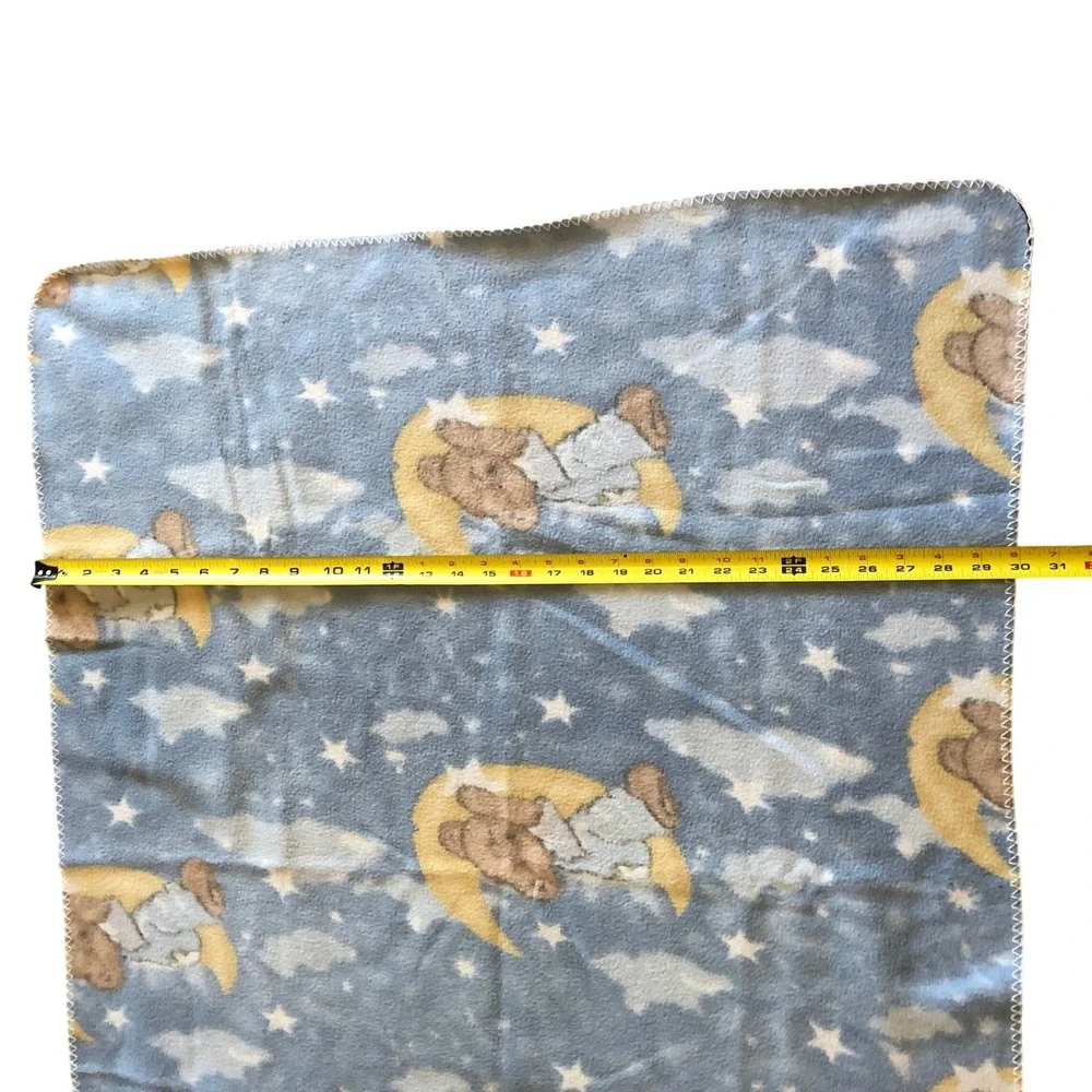 Vintage Dolly Boyds Collection Baby Blanket Blue Sleeping Bear Moon Stars 2002